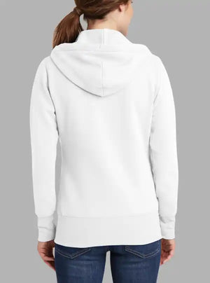 Women’s 300gsm White Zipper Hoodie – Soft Poly Cotton Sweatshirt