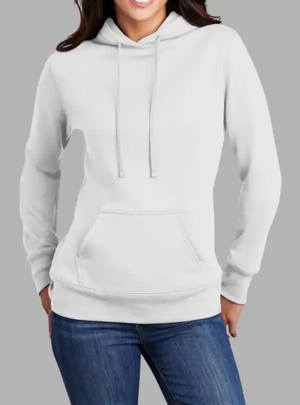 Women’s 300gsm White Hoodie – Poly Cotton Sweatshirt by Promo Thread