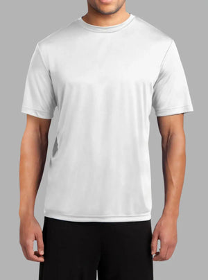 Men’s White 140 GSM Dry Fit Polyester T-Shirt | Promo Thread