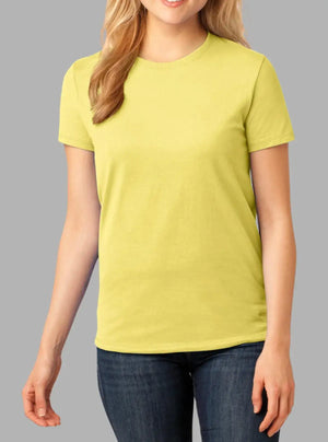 Women’s Yellow 180 GSM Cotton T-Shirt | Soft Bio-Washed Tee