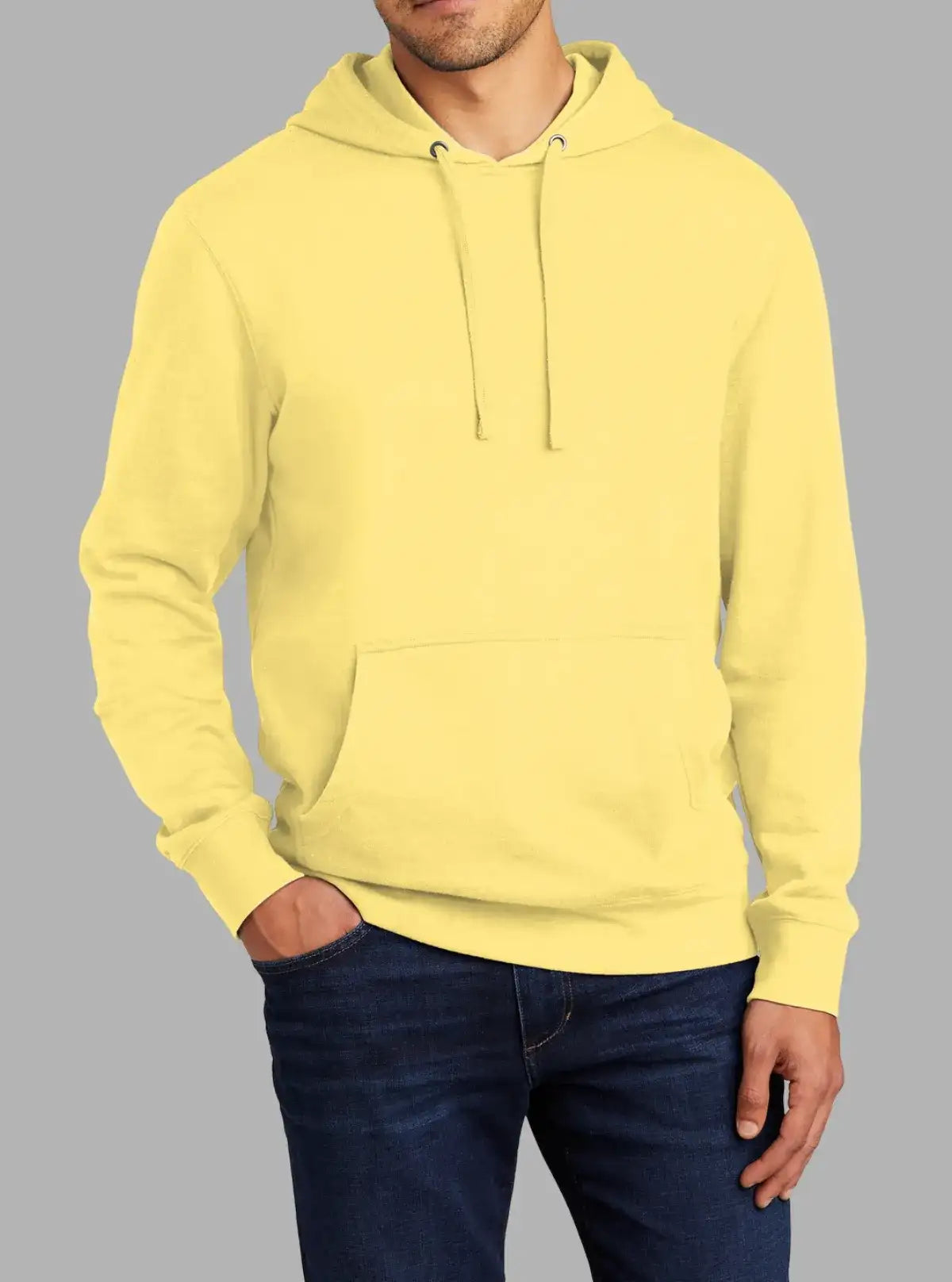 Men’s Bright Yellow 300gsm Hooded Sweatshirt | Poly Cotton Hoodie